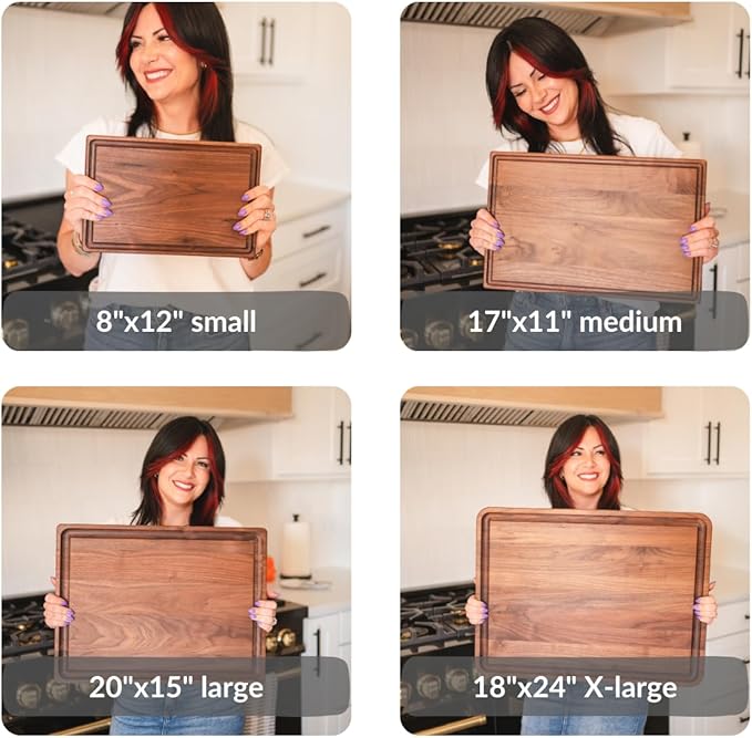 Made in USA Walnut Cutting Board by Virginia Boys Kitchens - Butcher Block made from Sustainable Hardwood (8x12)
