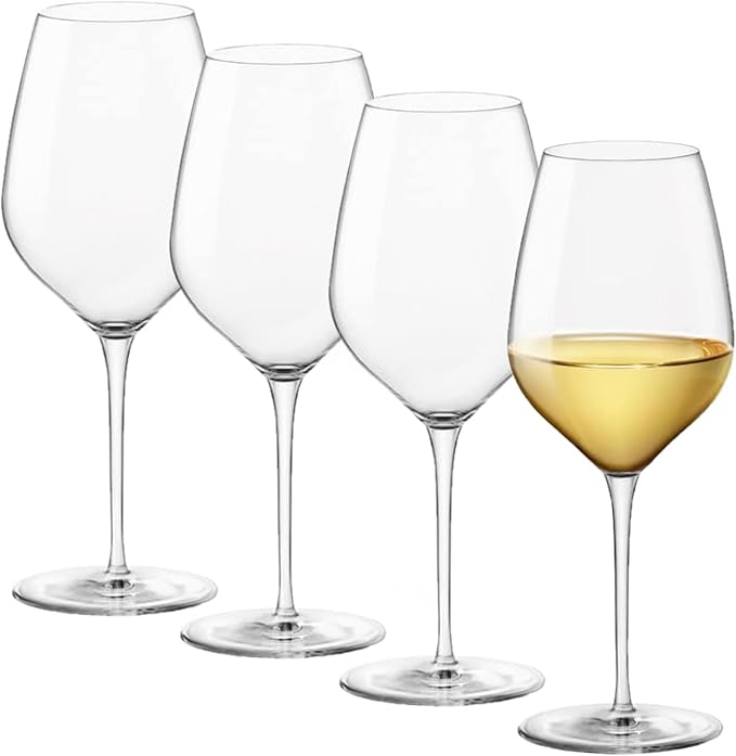 Bormioli Rocco Inalto Tre Sensi Collection Set Of 4 Premium 14.5 Oz. Wine Glasses, Made From Crystal Clear Star Glass, Made In Italy.
