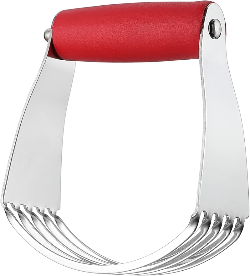 Spring Chef Dough Blender, Top Professional Pastry Cutter, Heavy Duty Baking Tool with Stainless Steel Blades, Medium Size, Red