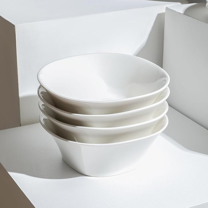 Stone Lain Quadro 4-Piece Bowl Set Porcelain, White