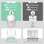 Electric Garlic Chopper, Portable Veggie Chopper, 350ML Garlic Grinder Masher Onion Chopper, Blender to Vegetable, Cordless Food Processor for Ginger, Chili, Fruit, Meat, Spices, Beans, etc