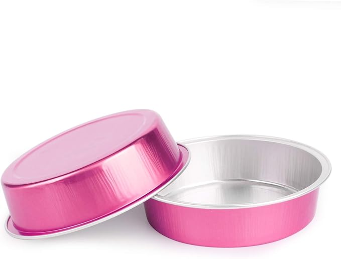 Beasea Mini Pie Tins with Lids, 4 Inch 50 Pack Mini Disposable Tart Pans, 8 Oz Rose Red Aluminum Pie Pan Tin Tart Pans Round Oven Baking Cake Pan for Pie Tart Quiche