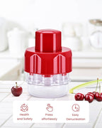 Cherry Pitter Tool, Multiple Fruit Seed Remover, 7-Cherry Capacity, Red and Clear