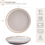 Ceramic Dinner Plates Set of 6,8.5 Inch Reactive Glaze Light Weight Porcelain Salad Plates,Modern Dinnerware Dish Set for Kitchen, Microwave, Dishwasher Safe, Scratch Resistant,Vanilla Grey