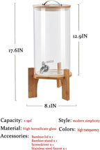 Beverage Dispenser,2.1 Gallon Glass Drink Dispenser with Stand,Glass water dispenser with Spigot, Large Drink Dispensers for Parties,Water Dispensers for Bar,Wedding,Restaurants 8L