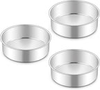 Homikit 6 Inch Round Cake Pan Set, Stainless Steel Small Baking Pans 3 Pack for Oven & Dishwasher, 2” Deep Small Nonstick Layer Cake Tins, Non-Toxic & Healthy