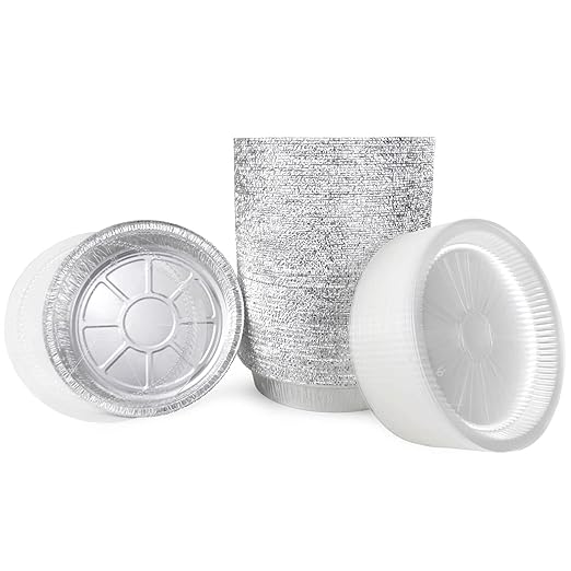 IDL Packaging 9" Round Aluminum Foil Pans with Dome Lids (Pack of 100) - Disposable Aluminum Container with Clear Plastic Lids - Great for Baking, Cooking, Serving