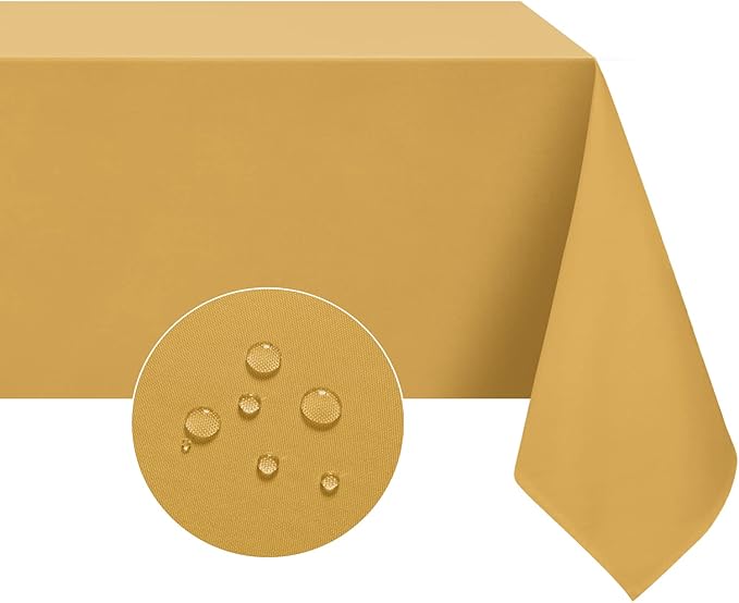 Softalker Rectangle Tablecloth, Waterproof & Stain Resistant Table Cloths Wrinkle Free Fabric Washable 210GSM Polyester Table Cover for Dining/Party/Outdoor - 60 x 102 inch,Gold
