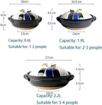 Japanese Ceramic Hot Pot Ceramic Stockpot Clay Cooking Pot Cookware Stovetop, Heat Resistant Casserole with Lid,Small Round Earthenware Clay Pot,Rice Cooker for Stew Soup Noodles,0.6l