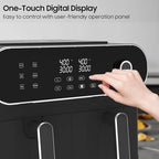 iceagle Dual Air Fryer 11 Quart - 6-in1 Airfryer with 2 Frying Baskets, Precise-control Knob | Sync & Dual Cook Functions to Ary Fry, Roast, Broil, Reheat and Dehydrate for Easy and Crispy Meals