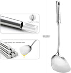 Wok Spatula Stainless Steel, Wide Metal Spatula with Hollow Long Handle Wok Utensils,Silver/14.7Inch