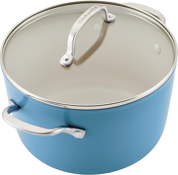 KitchenAid Hard Anodized Ceramic 9-Piece Nonstick Cookware Set – Includes Fry Pans, Saucepan, Stockpot, Durable, Even Heating, Oven Safe to 500°F, Blue Velvet
