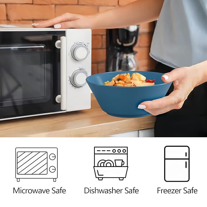 50 Oz Large Cereal Bowls, Unbreakable Wheat Fiber Salad Bowl Sturdy and Stackable Salad Serving Bowls Set, BPA-Free Microwave/Dishwasher Safe, Lightweight for Oatmeal, Snacks, Oatmeal, Snacks