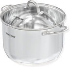 SUNHOUSE Stainless Steel Stock Pot - 11 Quart Heavy-Duty Induction Cooking Pot with Visible Lid for Pasta, Soup, Spaghetti - Nonstick Thick-Bottom Deep Stockpot for Canning, Boiling, and Simmering