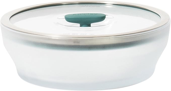 Anyday 7-Cup Microwave Cookware and Glass Container with Glass Lid, Plastic-Free Shallow Food Storage | Stackable Airtight Steamer with Vented Lid for Microwave-Safe Reheating & Steaming Vegetables