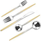 Gradient Gold Silverware Set, 20-Piece Stainless Steel Cutlery Set, Kitchen Flatware,Utensil Set Service for 4, Include Knife/Fork/Spoon, Mirror Polished