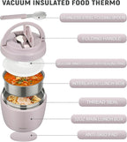 Thermo Food Jar for Hot Food Adults 32OZ Soup Thermo Lunch Containers Wide Mouth Vacuum Insulated Stainless Steel Leakproof Bento Box with Spoon (Purple)