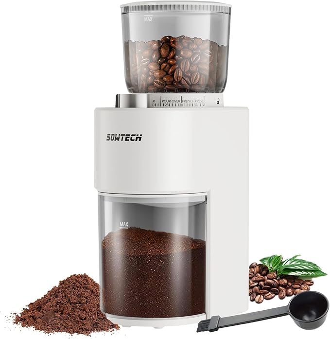 Conical Burr Coffee Grinder, Adjustable Burr Mill with 38 Precise Grind Setting, precision timer, for Espresso/Drip/Pour Over/Cold Brew/French Press Coffee Maker(Beige)