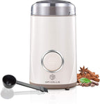 DR MILLS DM-7441 Coffee Grinder Electric, Coffee Bean and Dried Spice Grinder, One Touch Operation, Blade and cup made with SUS304 stainless steel (White)