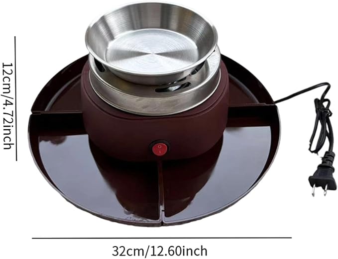 Electric Maker Electric Fondue Pot Set with Forks 4 Detachable Trays Maker Set for Wedding Family Party Indoor, Reddish Brown