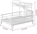 Dish Drying Rack - X-Large Stainless Steel Dish Rack for Kitchen Counter, 2-Tier Kitchen Organizers and Storage for Dishes, Bowls, Cutlery, White