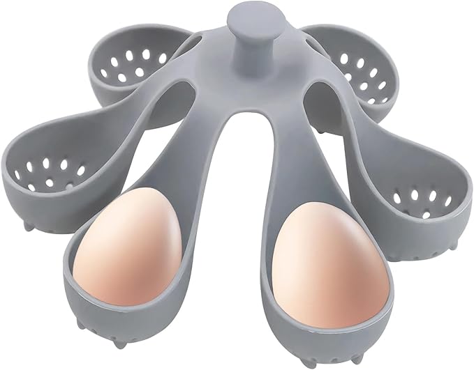 Silicone Egg Boiler Rack, Holds 6 Eggs, Egg Poacher Brackets, Egg Cooker for Home Breakfast Soft or Hard Boiled Eggs Making