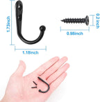 25 Pcs Black Wall Mounted Coat Hooks, Hanger Hook with 50 Pieces Screws for Hanging Hat, Towel, Key, Robe, Coats, Scarf, Bag, Cap, Coffee Cup, Mugs