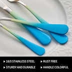 20-Pieces Color Silverware Sets for 4,Blue and Yellow Handle Stainless Steel Cutlery Set, Include Forks Spoons and Knives Set, Dishwasher Safe Utensil Sets for Home Restaurant