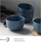 DOWAN 5.8" Deep Soup Bowls & Cereal Bowls - 30 Ounces Large Bowls Set of 4 for Kitchen - Ceramic Bowls for Cereal, Soup, Oatmeal, Salad, Ramen, Noodle, Rice - Dishwasher & Oven Safe (Airy Blue)