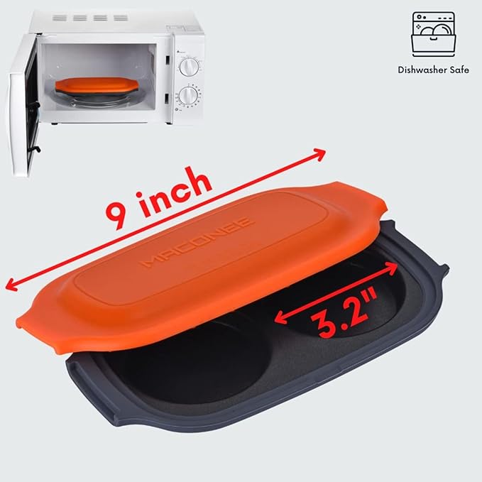 MACONEE Microwave Egg Fryer | Cooker & Poacher for Breakfast Sandwiches | Maker for 2 Eggs | Dishwasher-Safe & BPA-free