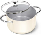 MICHELANGELO Stock Pot with Lid, 6 Quart Soup Pot with Ceramic Coating, Nonstick Ceramic Cooking Pot, Induction Compatible Stockpot - 6QT, Beige