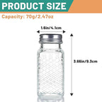 2 Pack Glass Salt and Pepper Shakers Set, Vintage Spice Shakers for Dining Room Table, Kitchen, Restaurant (Grid Pattern)