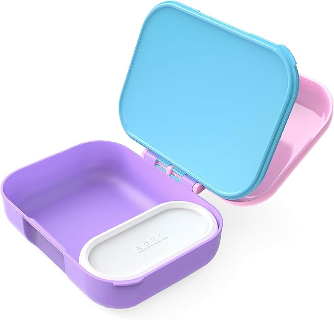 ZOKU - Mini Bento Box for Kids, Stackable, Lightweight, Leakproof, for Children, Kid Friendly Latch, Easy to Clean (Bento Jr) (Pink)