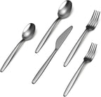 JazzUpCo Tia Flatware non toxic 18/10 stainless steel dishwasher safe (Matte Silver, 8 Person Set (40 Pieces))