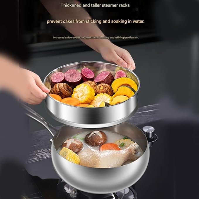 Titanium Hammered Pan with Lid, Thickened Multi-Layer Stock Pot, Titanium Wok Pan, Scratch-Resistant Non Stick Titanium Frying Pans, Even Heating for Cooking,10.23in/lid