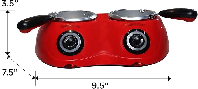 Total Chef Chocolate Melter Pot with 100+ Piece Accessory Kit 17.6 oz (500 g) Capacity Perfect for Fondue Set Dual Melting Pots Candy Making and Desserts Ideal for Celebrations Date Nights Red