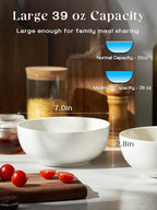 DOWAN 39 OZ Large Deep Bowls Set of 4 - White Ceramic Bowls for Ramen, Pasta, Salad, Mixed Fruit - Dishwasher & Microwave Safe (Soft White)