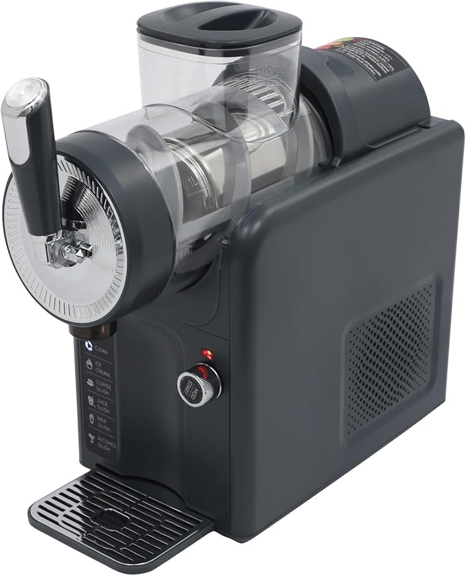 5 Preset Slushie Machine & Ice Cream Maker, 185W Commercial Slushie Maker for Ice Cream, Milkshakes & Cocktails, 61oz Capacity Slushy Machine with LED Display (Grey, 1.8L)