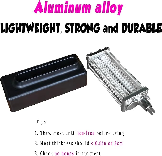 【PLUS】Meat Tenderizer for All KitchenAid Household Stand Mixers- Mixers Accesssories Attachment with Stainless Steel Gears, Black【Improved Extended New Version】