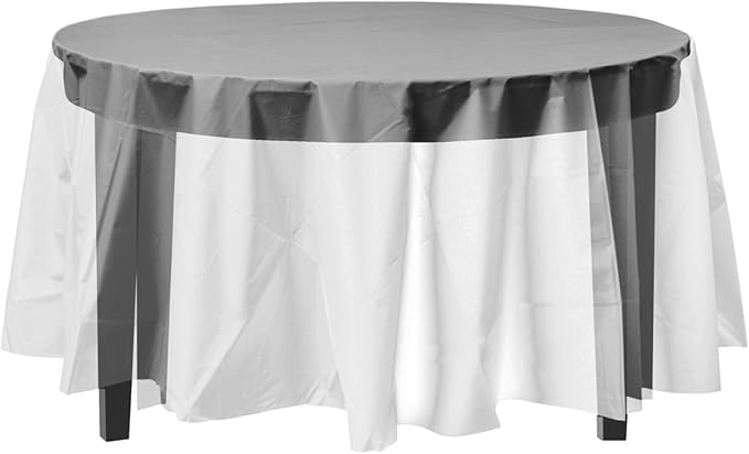 Exquisite 12-Pack Premium Plastic Tablecloth 84in. Round Table Cover - Clear