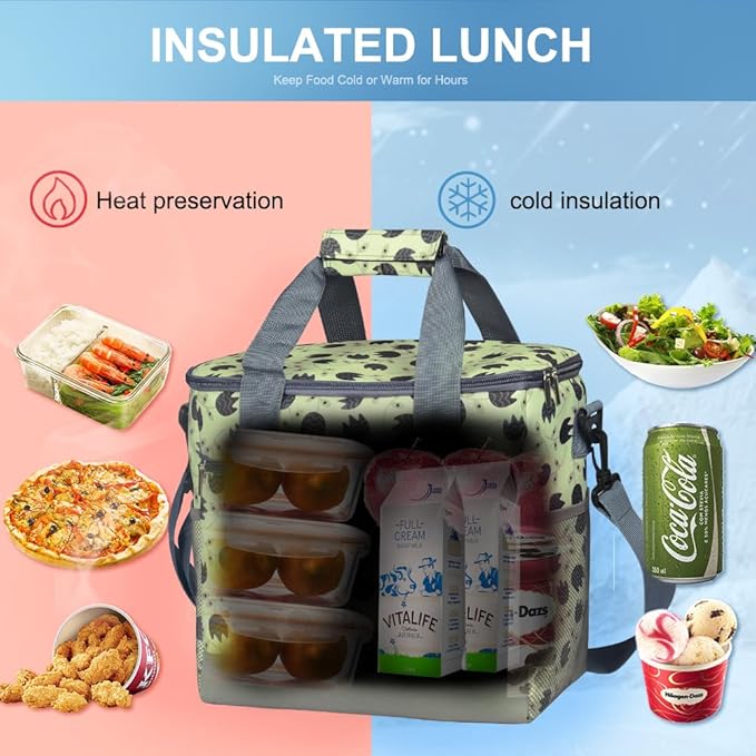 iknoe Large Cooler Bag Collapsible, 15L Insulated Bags, Leakproof Lunch Cooler Tote with Multi-Pockets for Adult, Insulated Lunch Box for Beach, Picnic,Work, Leaf 24-Can