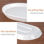 Large Serving Platter - 16"/14"/12" Oval Serving Tray, Ceramic Turkey Platters for Entertaining, Christmas Party, Set of 3, White