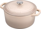 Enameled Cast Iron Dutch Oven Pot with Lid, for Bread Baking, Round Bread Oven- include Sourdough Bread Baking Supplies Set, 6QT, Latte