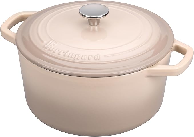 Enameled Cast Iron Dutch Oven Pot with Lid, for Bread Baking, Round Bread Oven- include Sourdough Bread Baking Supplies Set, 6QT, Latte