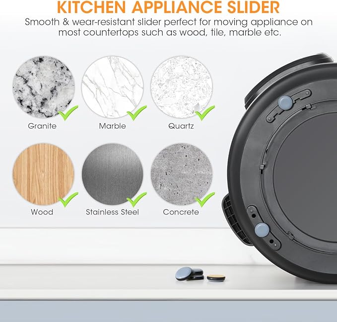 Aieve Appliance Sliders, 16 Pcs Self Adhesive Appliance Slider for Easy Moving & Space Saving, Small Countertop Rollers Kitchen Hacks Mixer Accessories