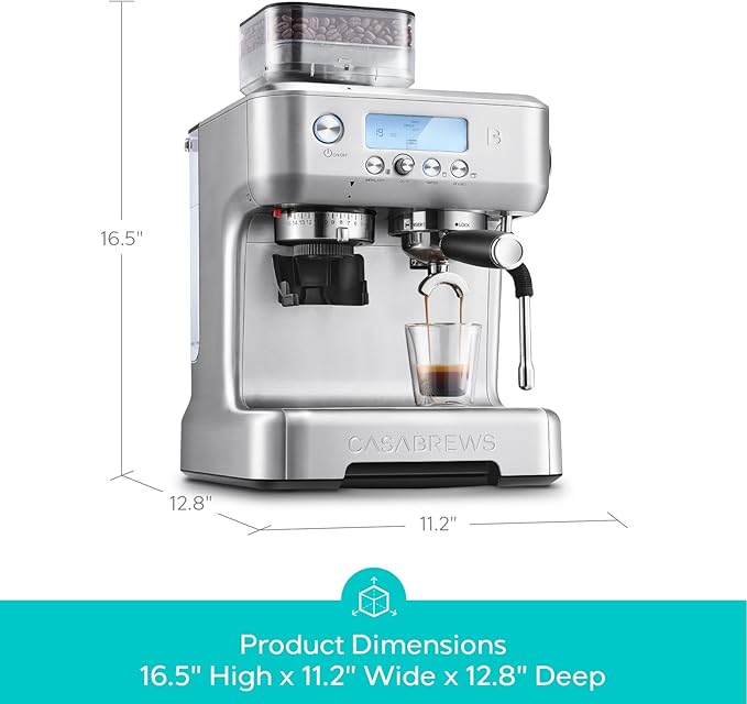 CASABREWS 5700Pro Espresso Machine with Grinder, Professional Coffee Maker with Milk Frother Steam Wand, Barista-Quality Cappuccino Latte Machine with LCD Display, Great for Coffee Enthusiasts