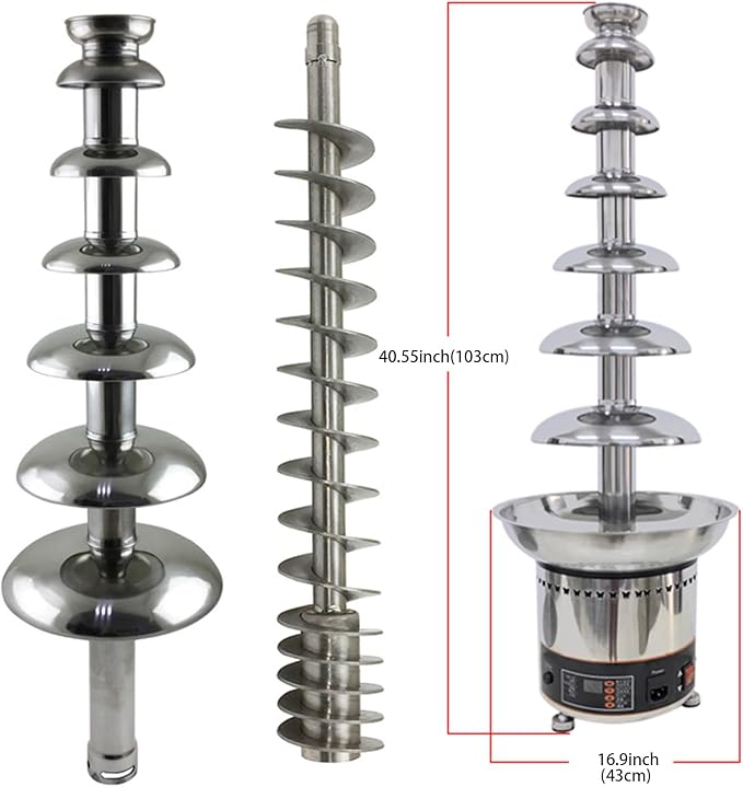 Chocolate Fountain 110V Electric 7-Tiers Larger Digital Chocolate Fountain Melting Machine Heating Fondue Fountain,8kg of chocolate