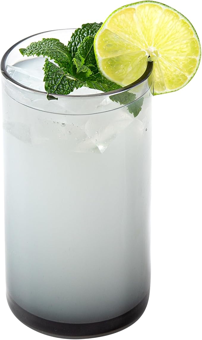 Restaurantware-Vetri 16 Ounce Tall Drinking Glasses, 24 Dishwashable Beverage Glasses - No-Lead, Elegant, Gray Glass Tumblers, Ideal For Water, Juice Beer, Cocktails, Liquor, Iced Tea, And More