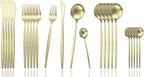 JASHII Silverware Set, 24-Piece Stainless Steel Flatware Set,Kitchen Utensil Set Service for 6,Tableware Cutlery Set for Home, Dishwasher Safe (Matte Champagne gold)