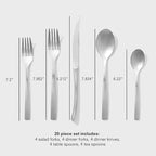 Public Goods 18/10 Stainless Steel Forged Flatware Set | Heavy Duty Silverware | Dishwasher Safe | 20 Piece Set | 4 Salad Forks, 4 Dinner Forks, 4 Dinner Knives, 4 Table Spoons, and 4 Tea Spoons